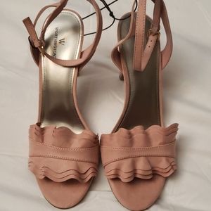 Pale Pink or blush faux suede sandals